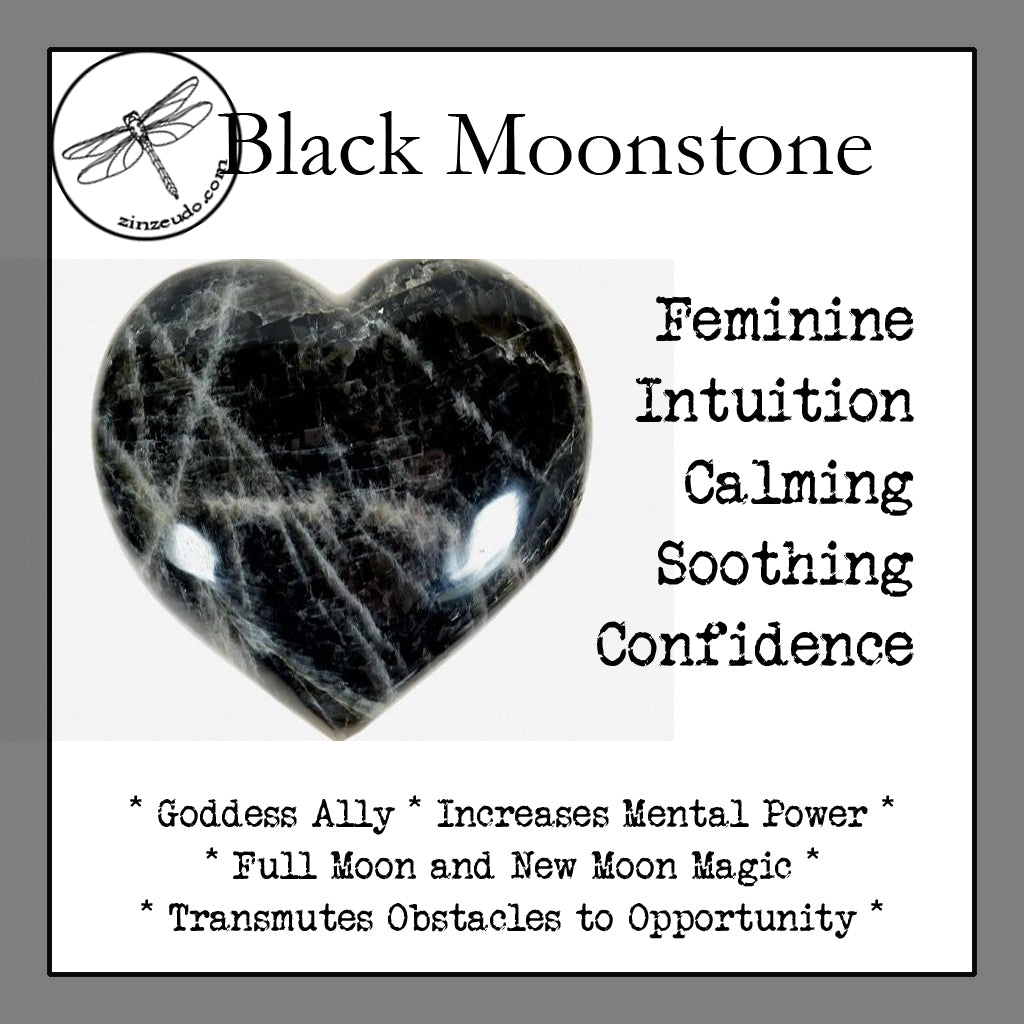 Black Moonstone Sphere for Goddess Energy & Intuition 55mm - Zinzeudo Infinite Wellness