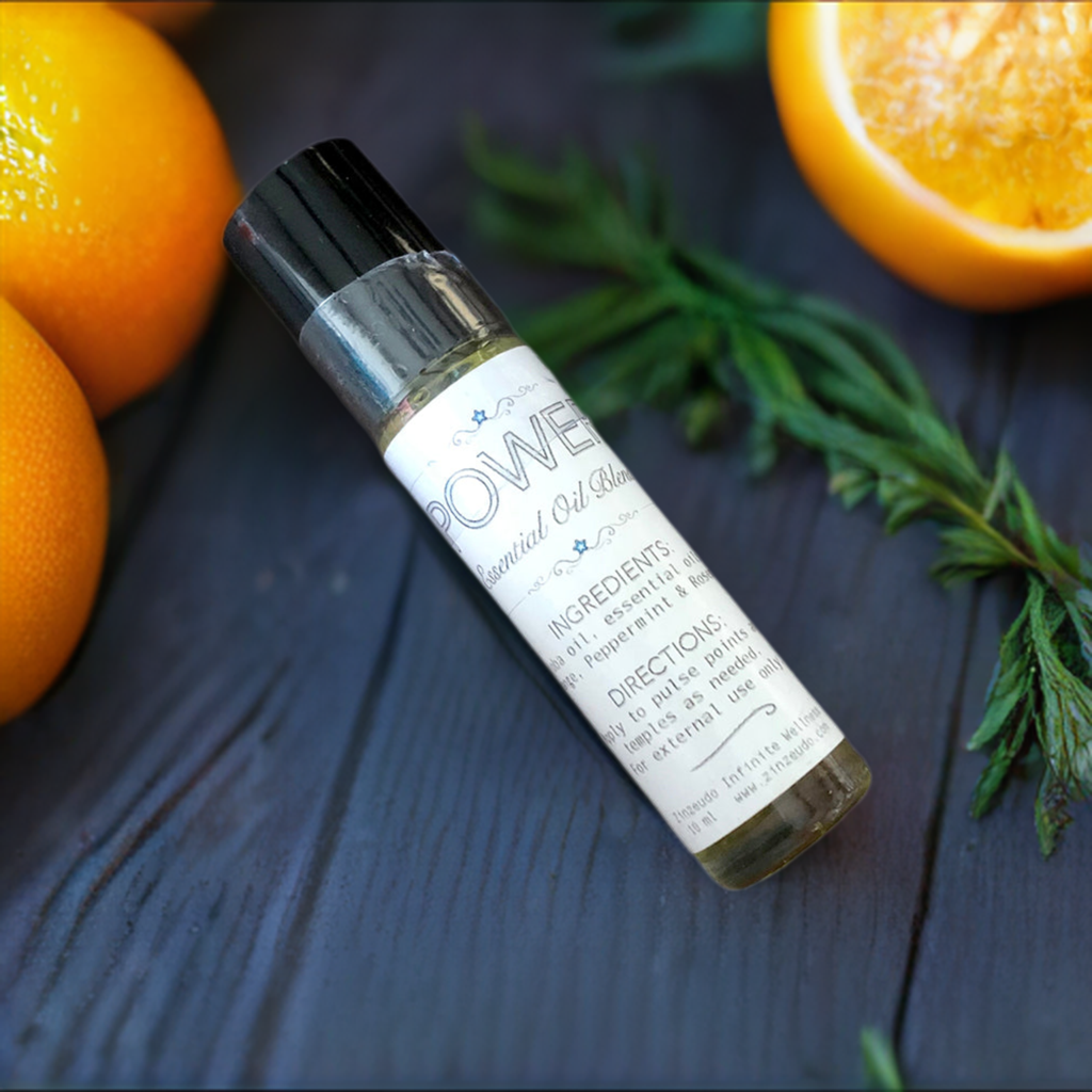 Power Essential Oil Roller with sweet orange and rosemary Zinzeudo