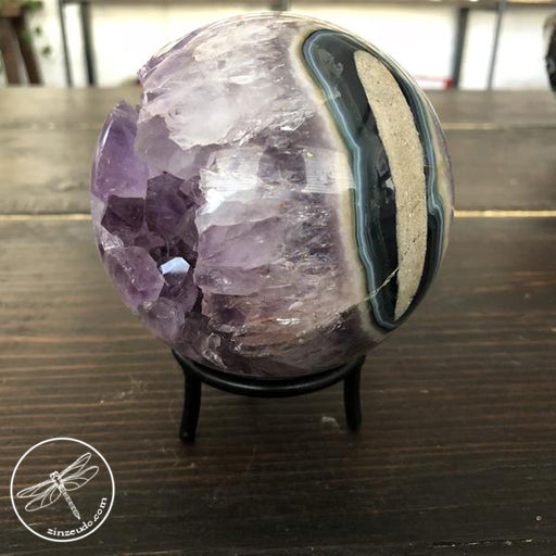 Amethyst Geode Sphere 95mm - Zinzeudo Infinite Wellness