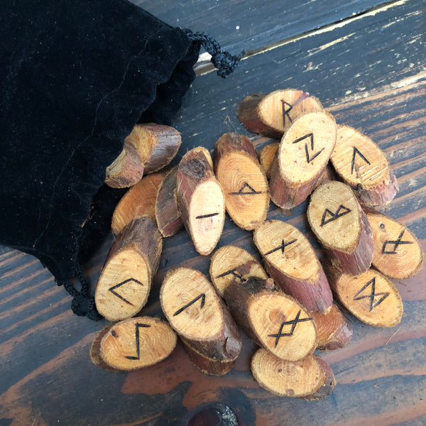 Cedar Wood Elder Futhark Runes - Zinzeudo Infinite Wellness