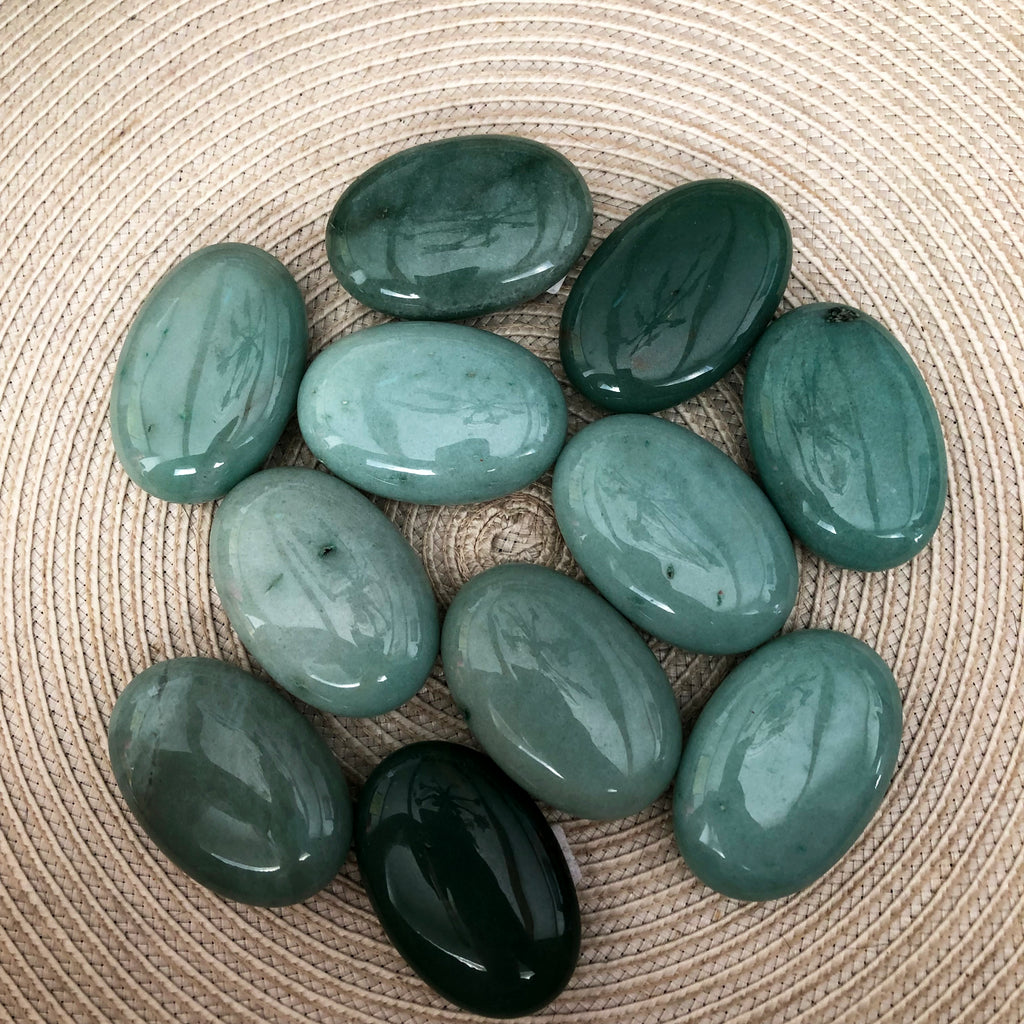Green Aventurine Palm Stones for Abundance, Growth and Healing - Zinzeudo Infinite Wellness