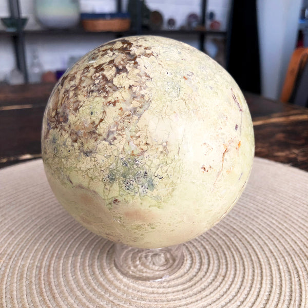 Green Opal Sphere for Creativity and Healing 105 mm - Zinzeudo Infinite Wellness