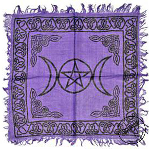 Triple Moon Pentagram Altar Cloth 18x18 - Zinzeudo Infinite Wellness