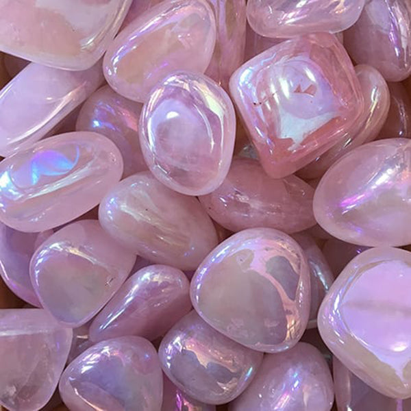Fantasy Rose Quartz Tumbled Stones for Healing Through Love - Zinzeudo Infinite Wellness