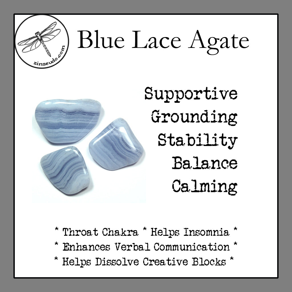 Agate, Blue Lace Tumbled Stones for Communication & Healing - Zinzeudo Infinite Wellness
